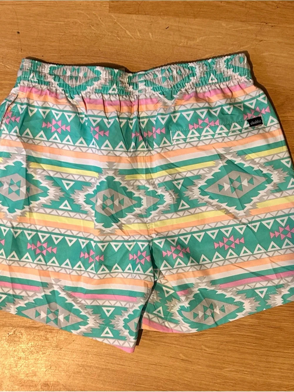 Chubbies Teal and White Aztec Swim Shorts